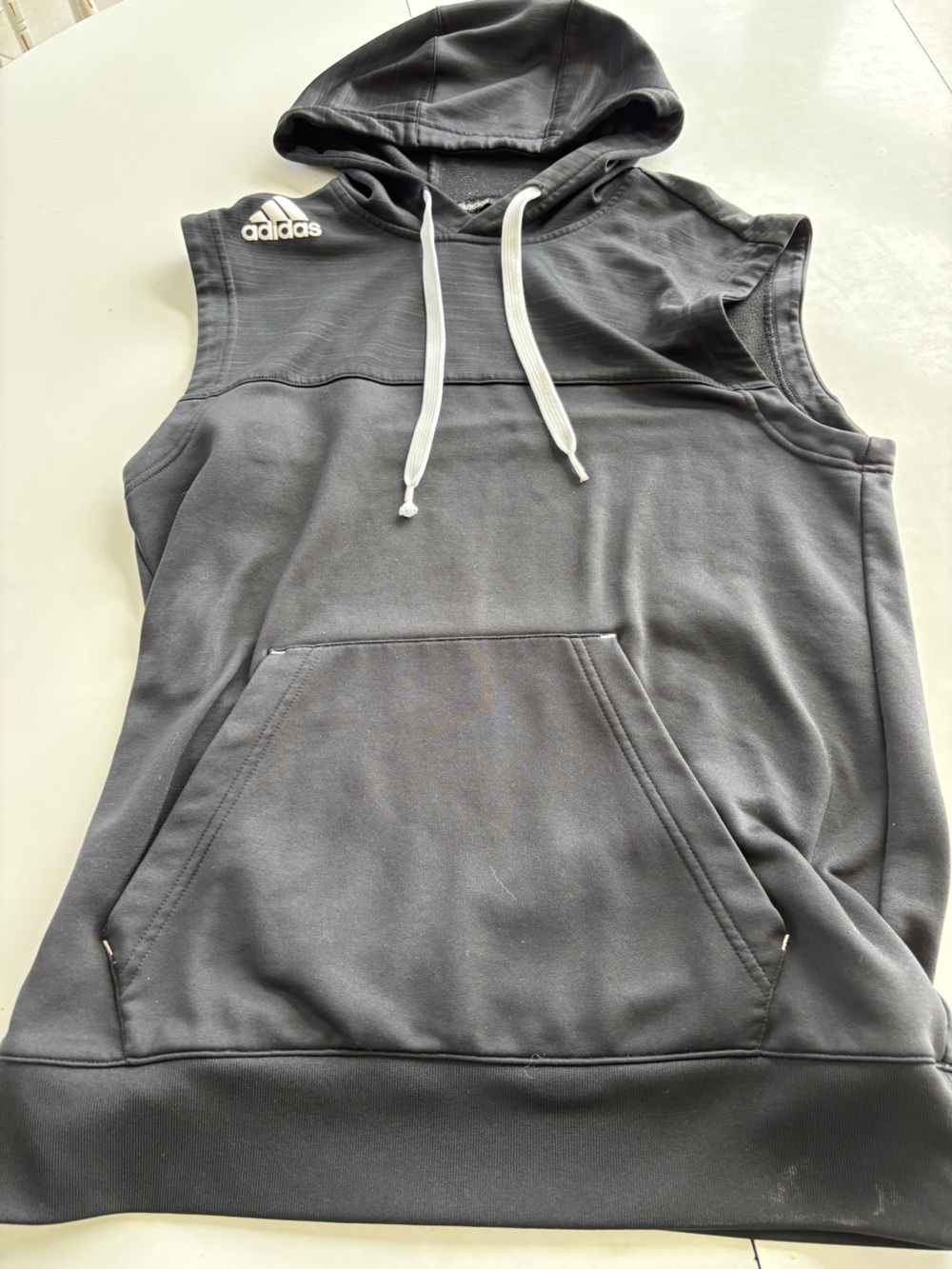 Black Addidas sleeveless basketball hoodie